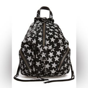Rebecca Minkoff Julian Sparkle Star Black Leather Convertible Mini Backpack